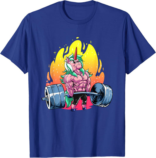 Funny Weightlifting Gift A Unicorn loving Weightlifter T-Shirt - T-Shirt | Royal
