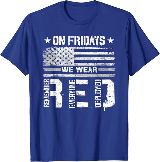 On Friday We Wear Red American Flag Military Supportive T-Shirt - T-Shirt | Royal