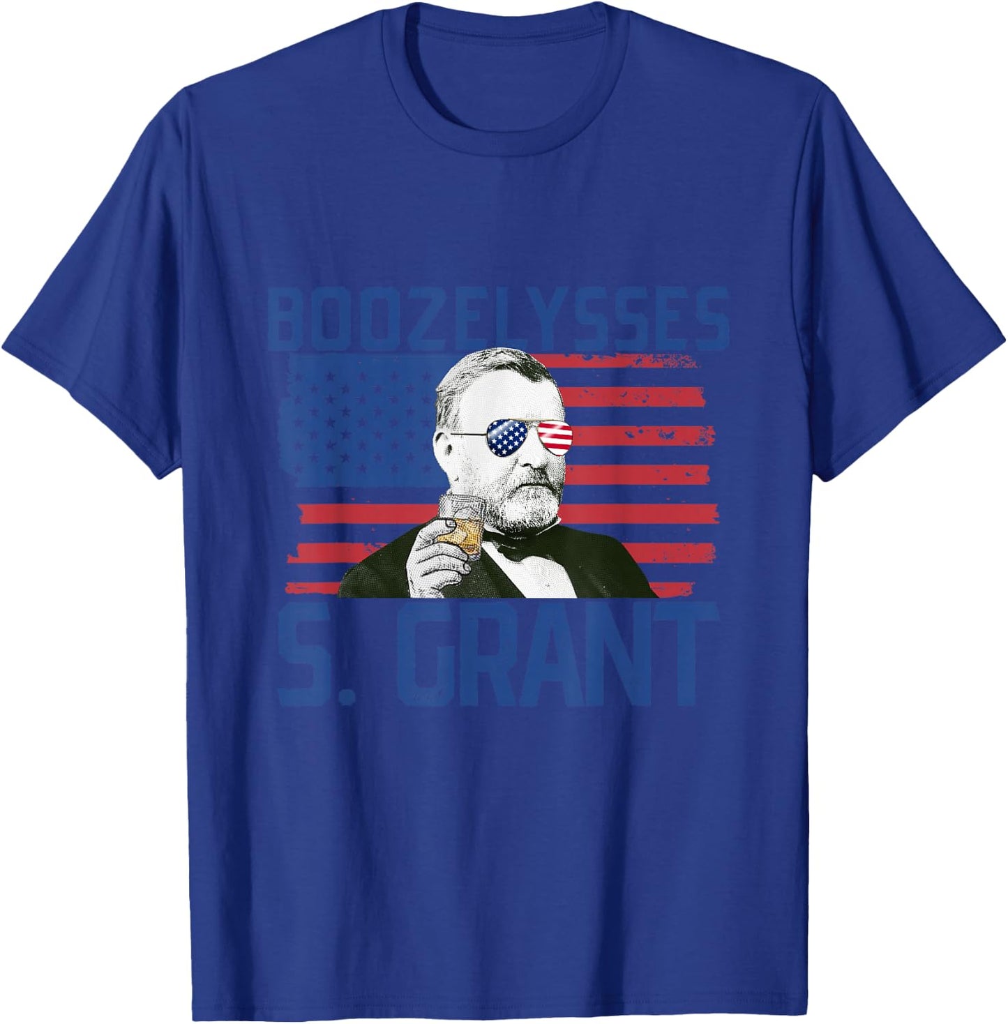 Boozelysses S. Grant 4th of July Drinking Ulysses Grant T-Shirt - T-Shirt | Royal