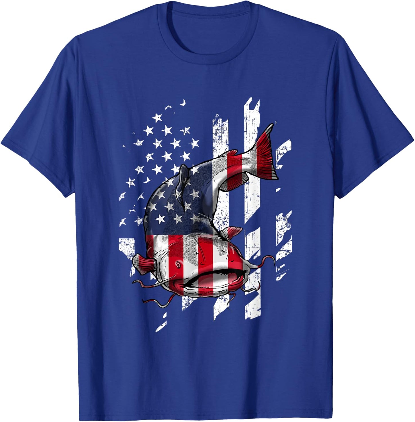 Catfishing American Flag - Catfish Angler Fisherman T-Shirt - T-Shirt | Royal