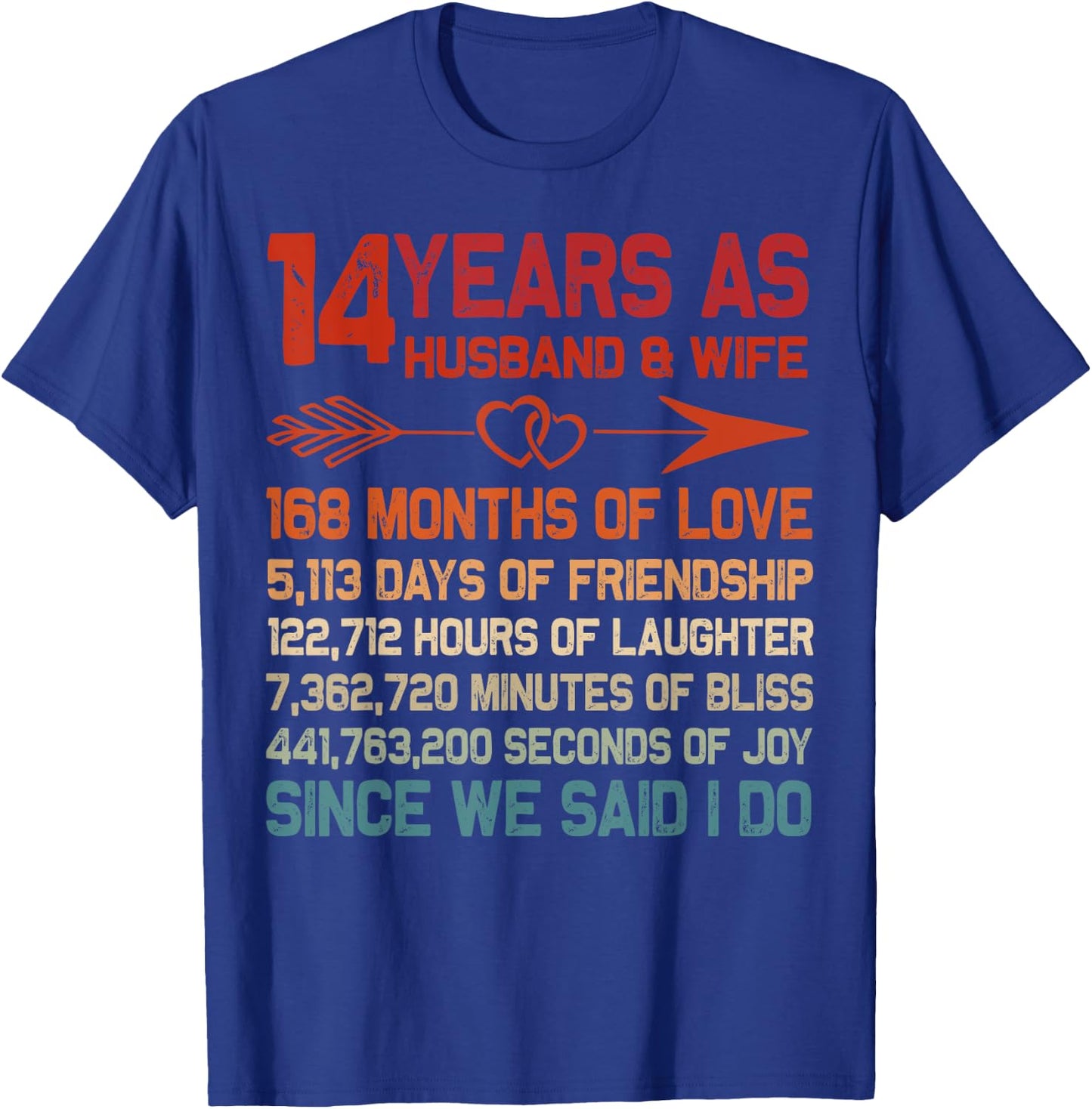 14 Years as Husband & Wife 14th Anniversary Gift Couple T-Shirt - T-Shirt | Royal