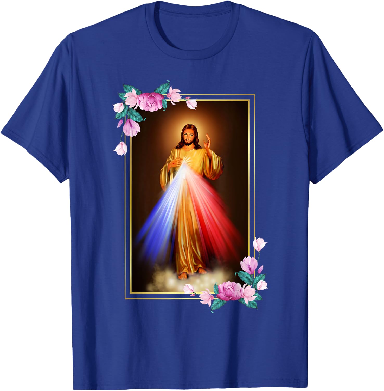 Divine Mercy Jesus Christ, Sacred Heart of Jesus Gift T-Shirt - T-Shirt | Royal