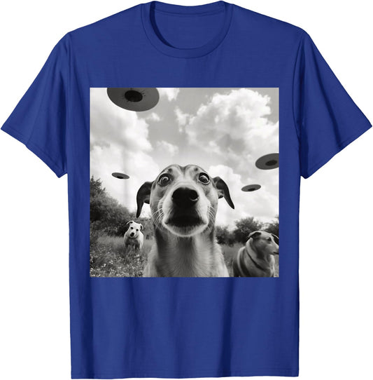 Selfie UFO Dog Funny Alien UFO Dogs Lover Spaceship T-Shirt - T-Shirt | Royal