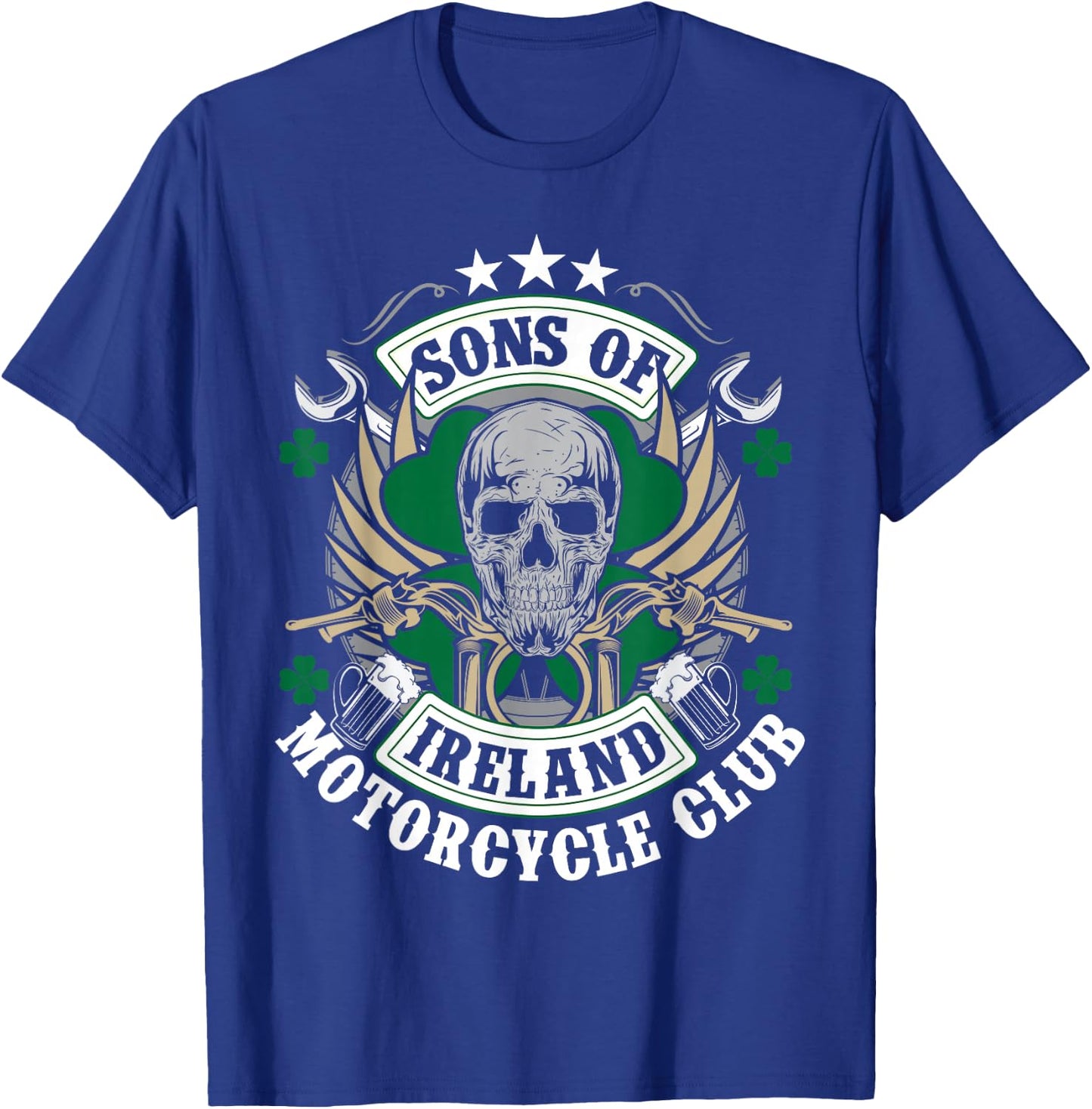 Sons Of Ireland Motorcycle Club Biker Skull T-Shirt - T-Shirt | Royal