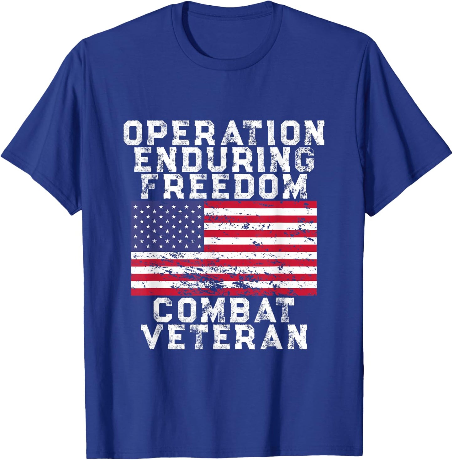 Operation Enduring Freedom Combat Veteran - Vintage US Flag T-Shirt - T-Shirt | Royal