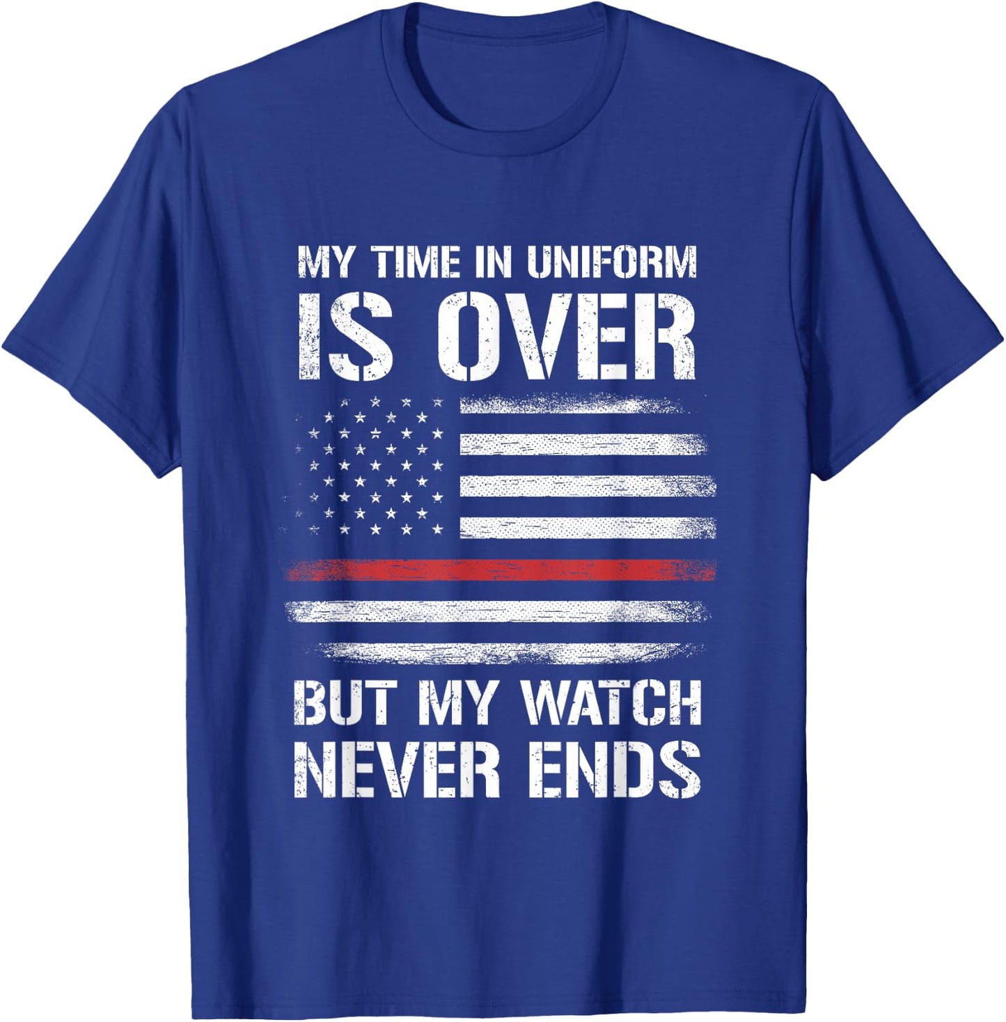 Retired Firefighter Gifts Shirt Thin Red Line T-Shirt - T-Shirt | Royal