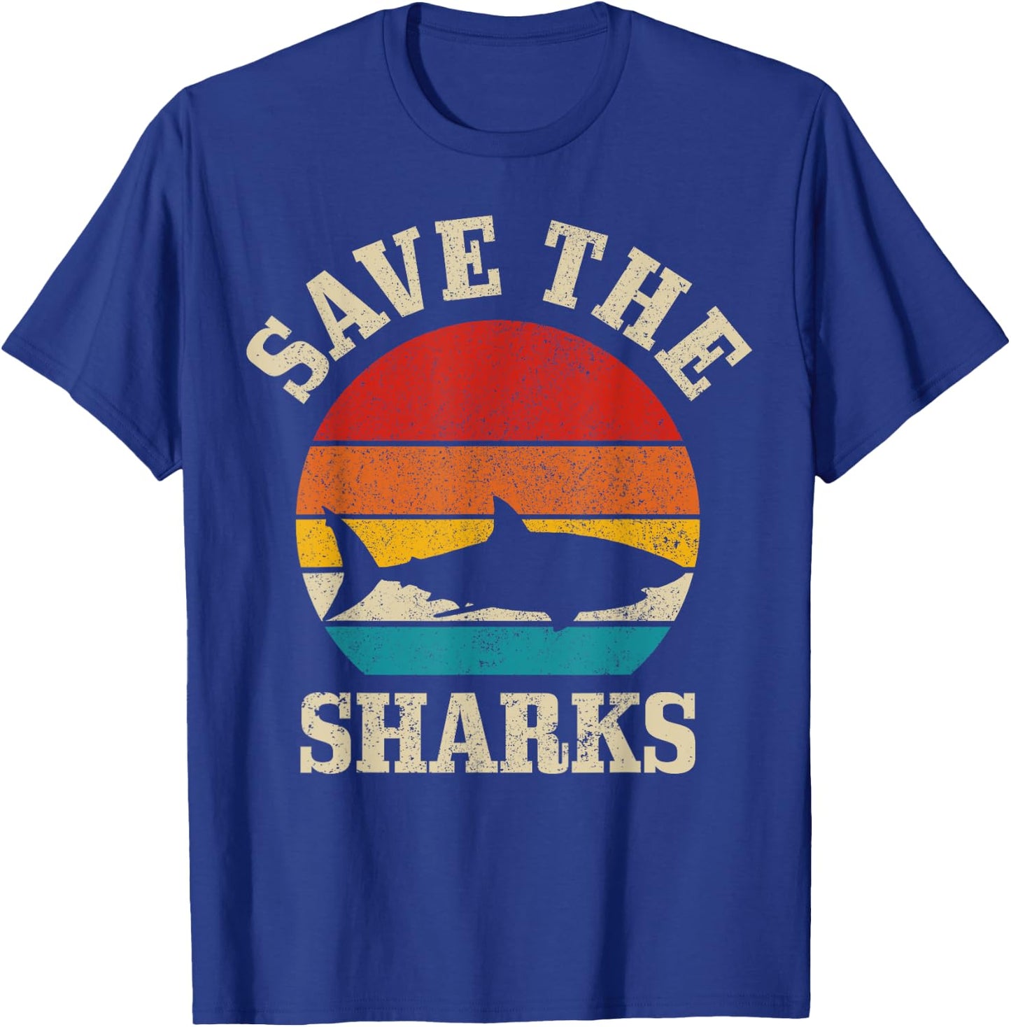 Save The Sharks Vintage Shark Marine Ocean Protection T-Shirt - T-Shirt | Royal