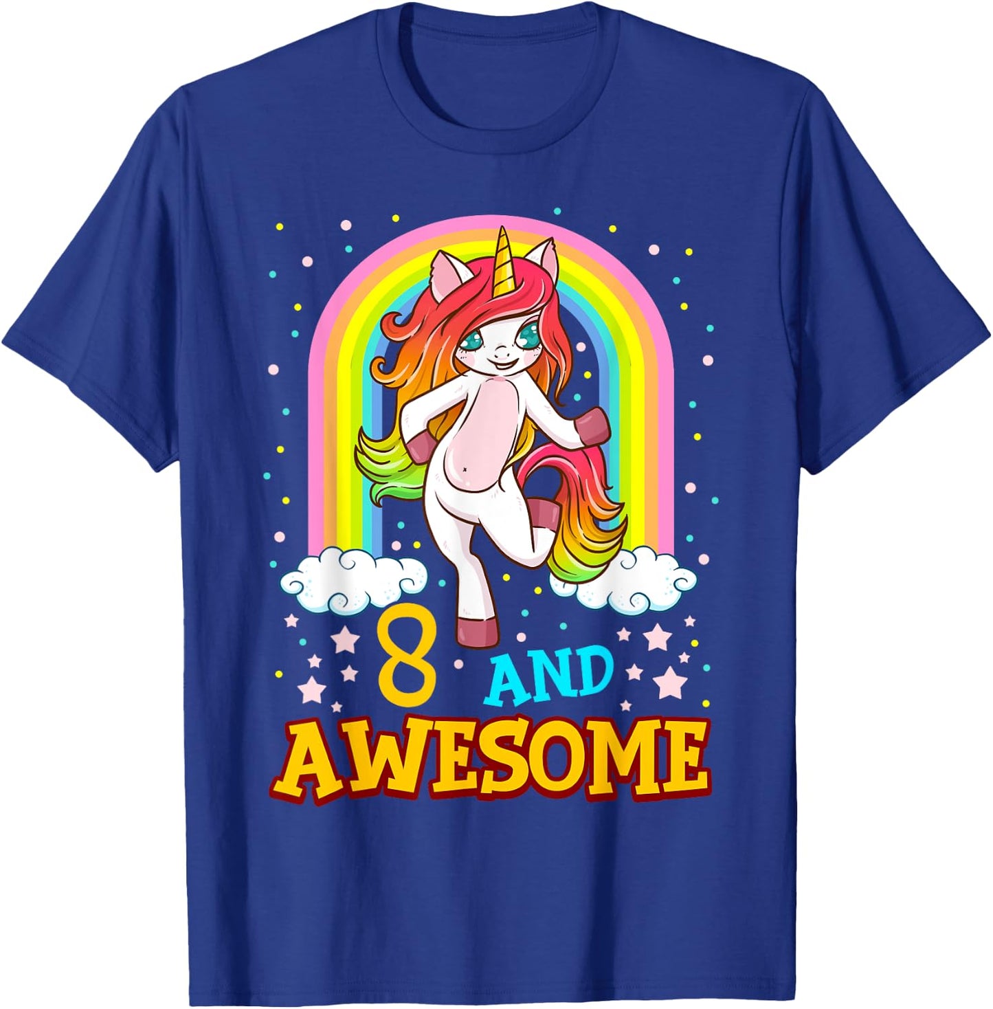 Girls 8th Birthday Unicorn Gift 8 Year Old Party T-Shirt - T-Shirt | Royal