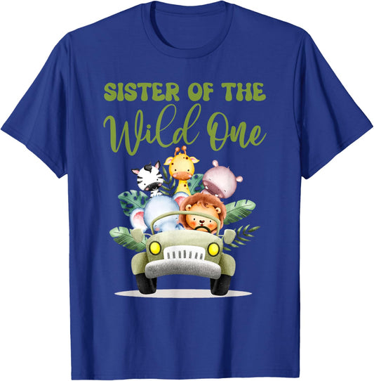 Sister Of The Wild One 1st Birthday Safari Family Matching T-Shirt - T-Shirt | Royal
