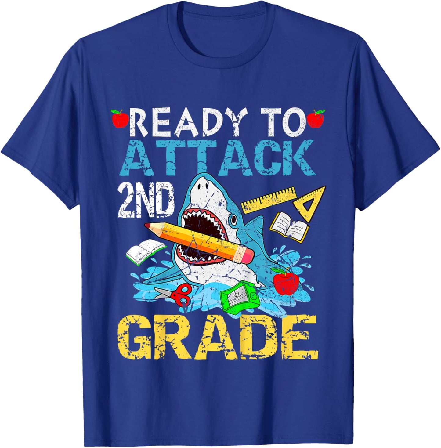 Shark Ready To Attack 2nd Grade Funny 2nd First Day School T-Shirt - T-Shirt | Royal