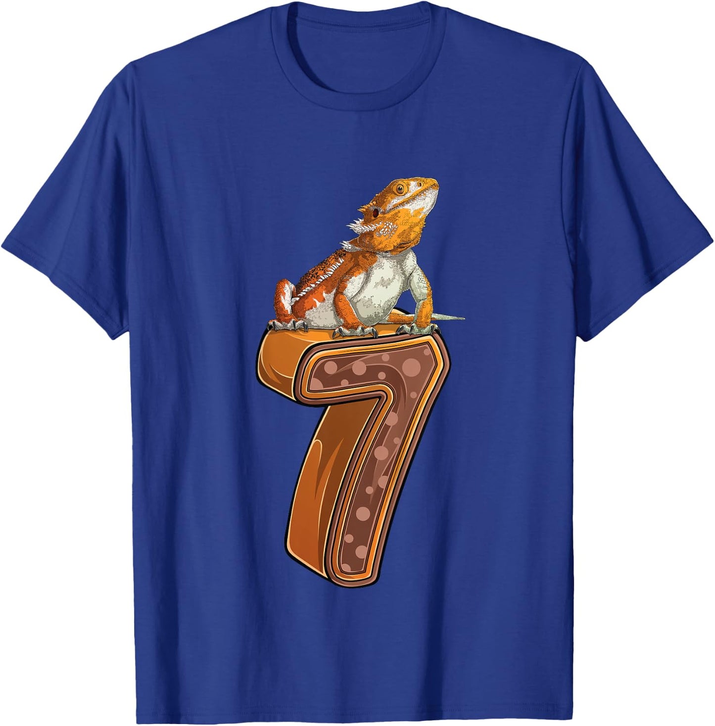 7 Year Old Bearded dragon Reptile 7th Birthday Party B-day T-Shirt - T-Shirt | Royal