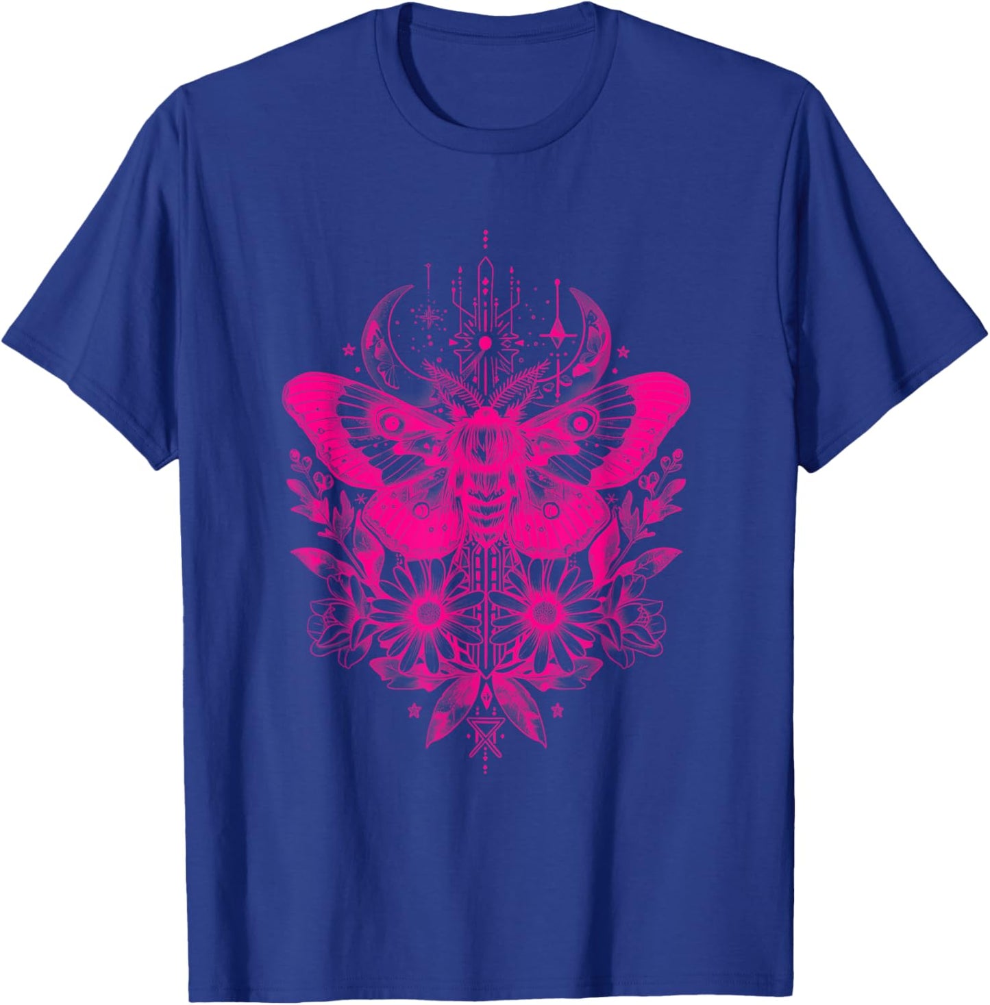 Death Moth Goth Gothic Witch Occult Wicca Hot Pink Black T-Shirt - T-Shirt | Royal