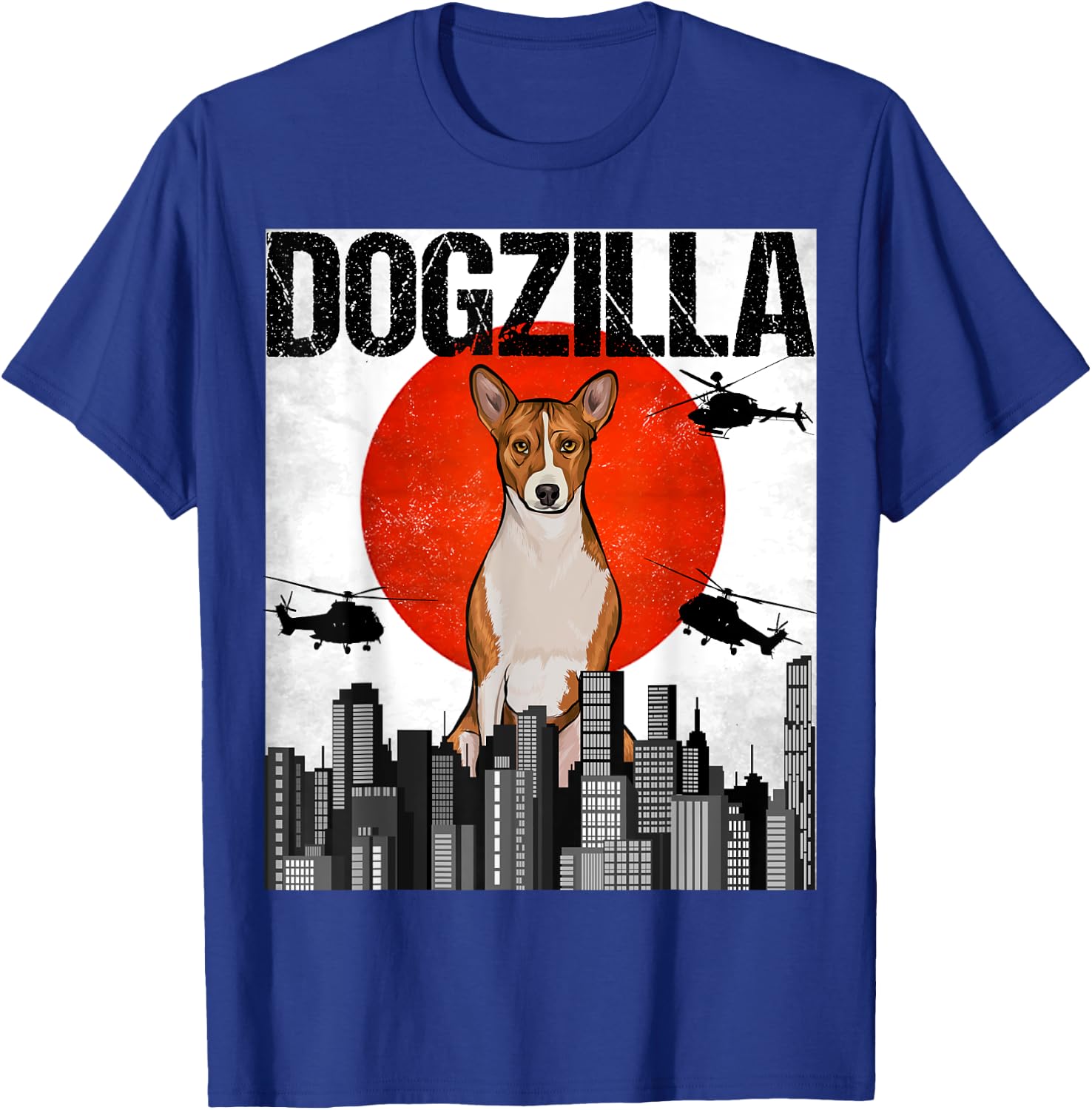 Funny Vintage Japanese Dogzilla Basenji T-Shirt - T-Shirt | Royal