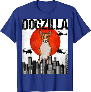 Funny Vintage Japanese Dogzilla Basenji T-Shirt - T-Shirt | Royal