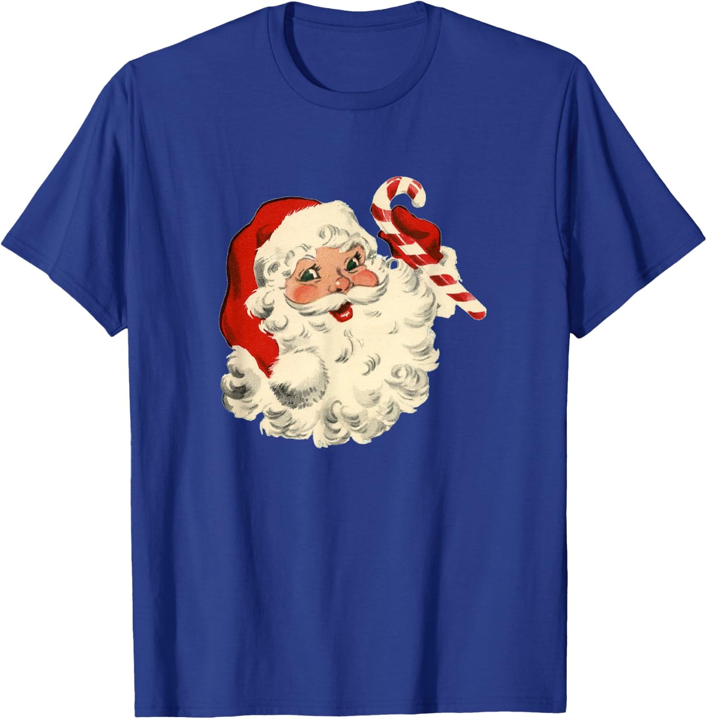 Vintage Retro Santa Claus Candy Cane Christmas Holiday T-Shirt - T-Shirt | Royal
