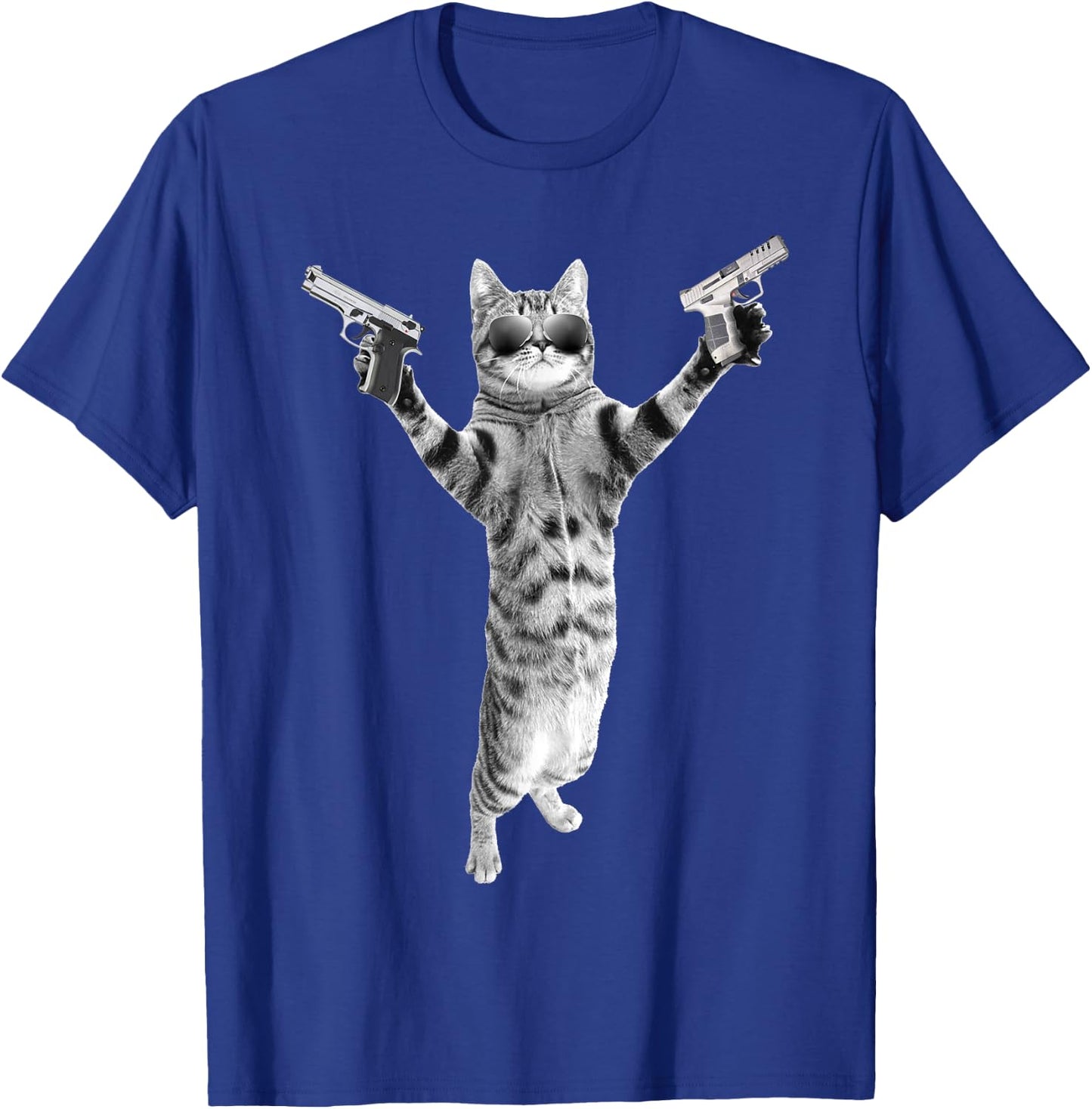Kitty Cat With Gun-Birthday and Halloween Cat Costume Men Women T-Shirt - T-Shirt | Royal