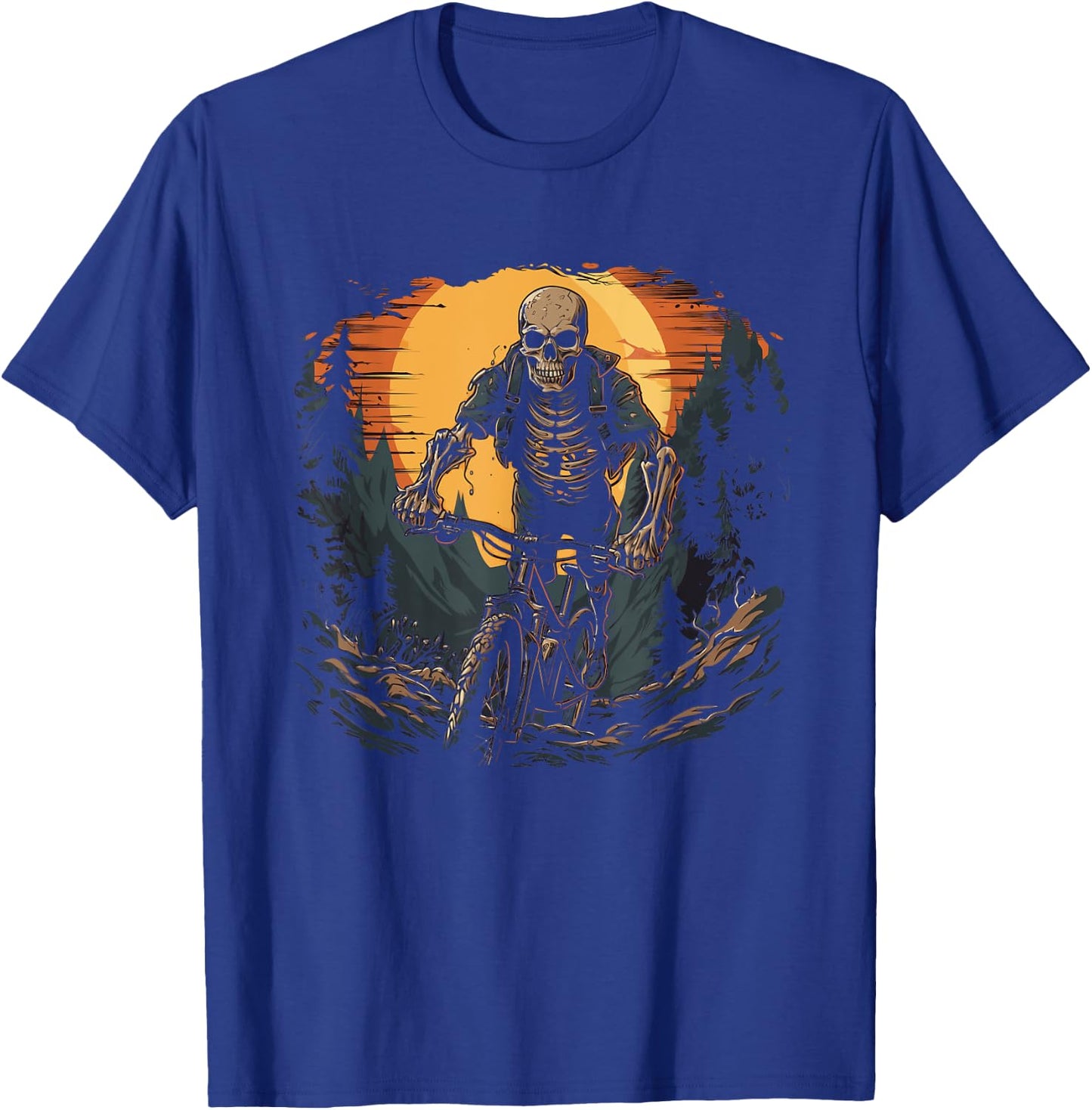 Mountain Bike Skeleton Halloween T-Shirt - T-Shirt | Royal