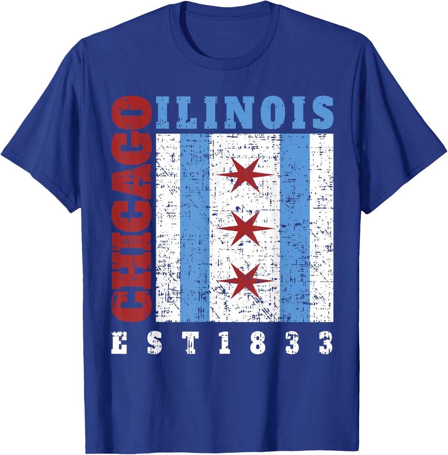 Chicago Illinois Est. 1833 Chicago Flag Souvenir T-Shirt - T-Shirt | Royal