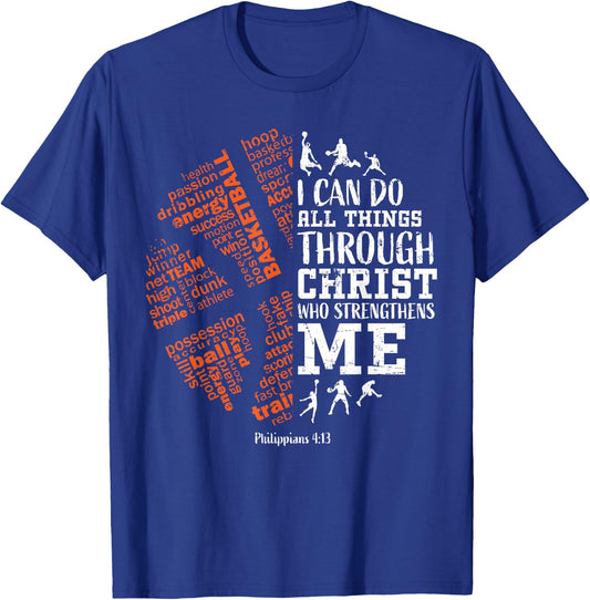 Christian Basketball Bible Verses Men Women Gifts T-Shirt - T-Shirt | Royal
