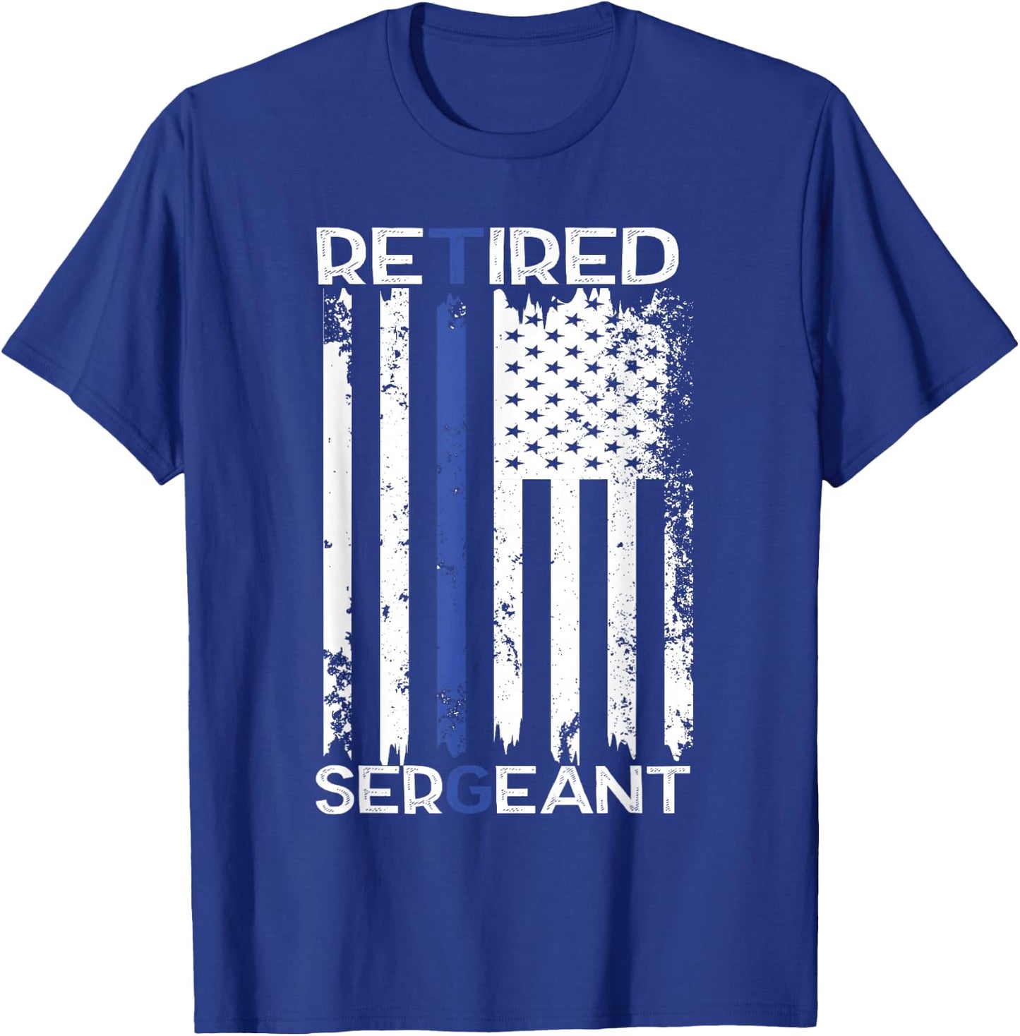 Thin Blue Line Retired Police Sergeant Retirement Gift T-Shirt - T-Shirt | Royal
