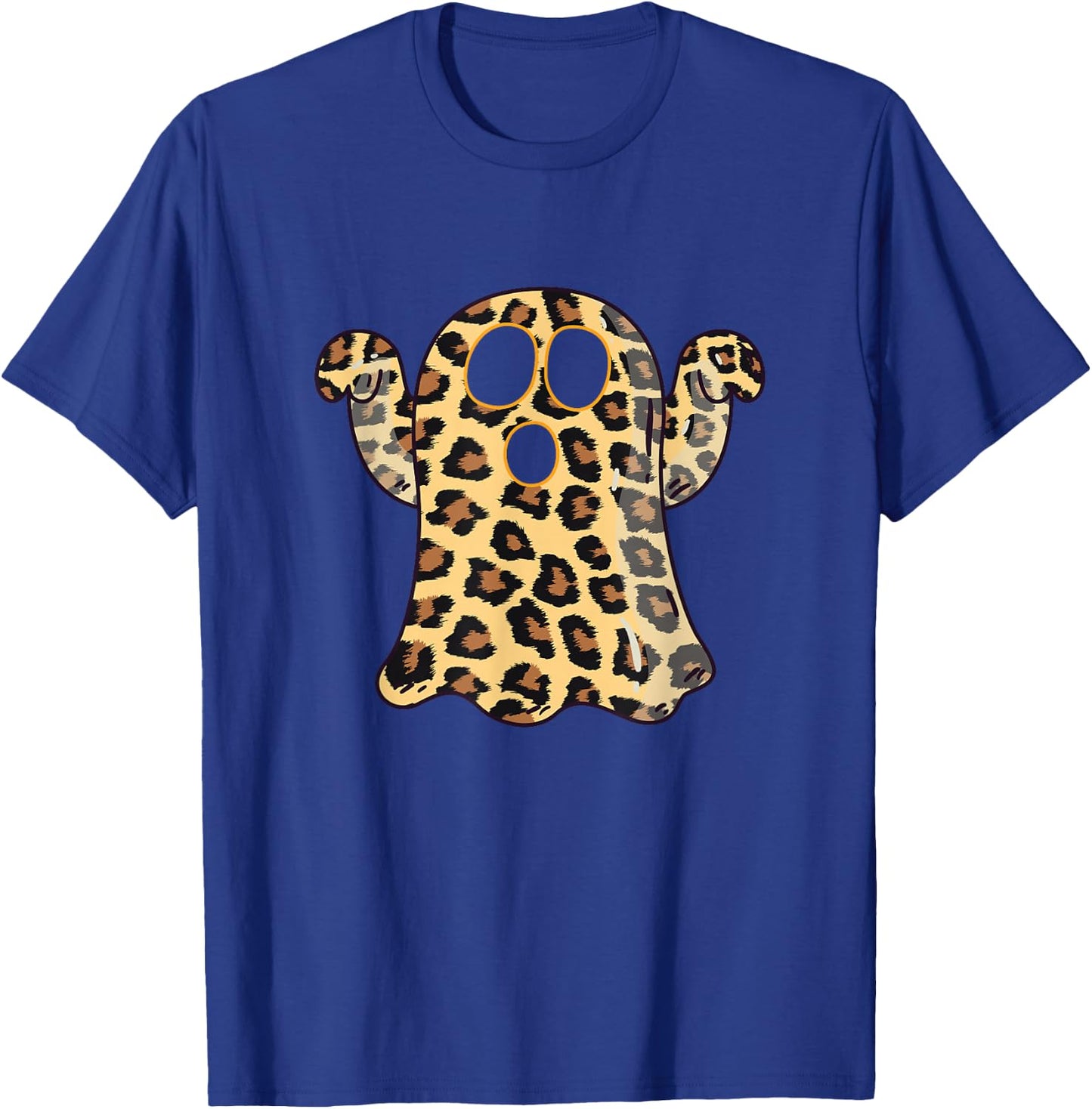 Ghost Boo Leopard Print Halloween Women Girls boys Kids T-Shirt - T-Shirt | Royal