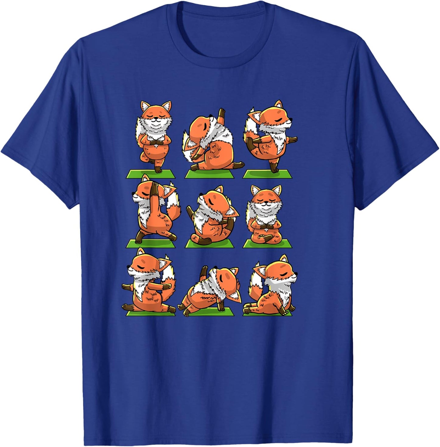 Yoga Foxes Pose Funny Meditation Exercise Animal Lover Gift T-Shirt - T-Shirt | Royal