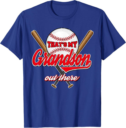 That's My Grandson Out There proud grandma baseball granny T-Shirt - T-Shirt | Royal