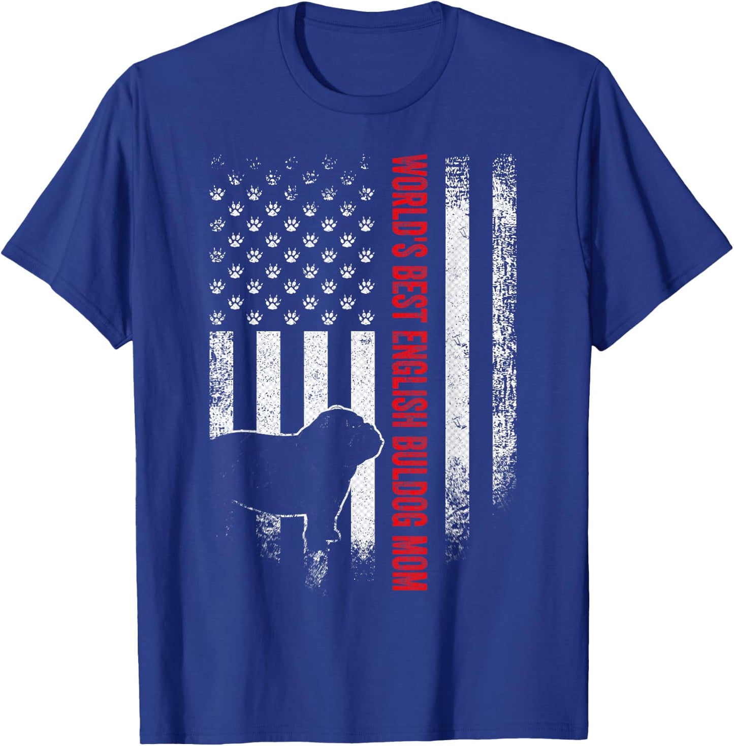 Vintage American Flag World's Best English Bulldog Mom Funny Men T-Shirt - T-Shirt | Royal