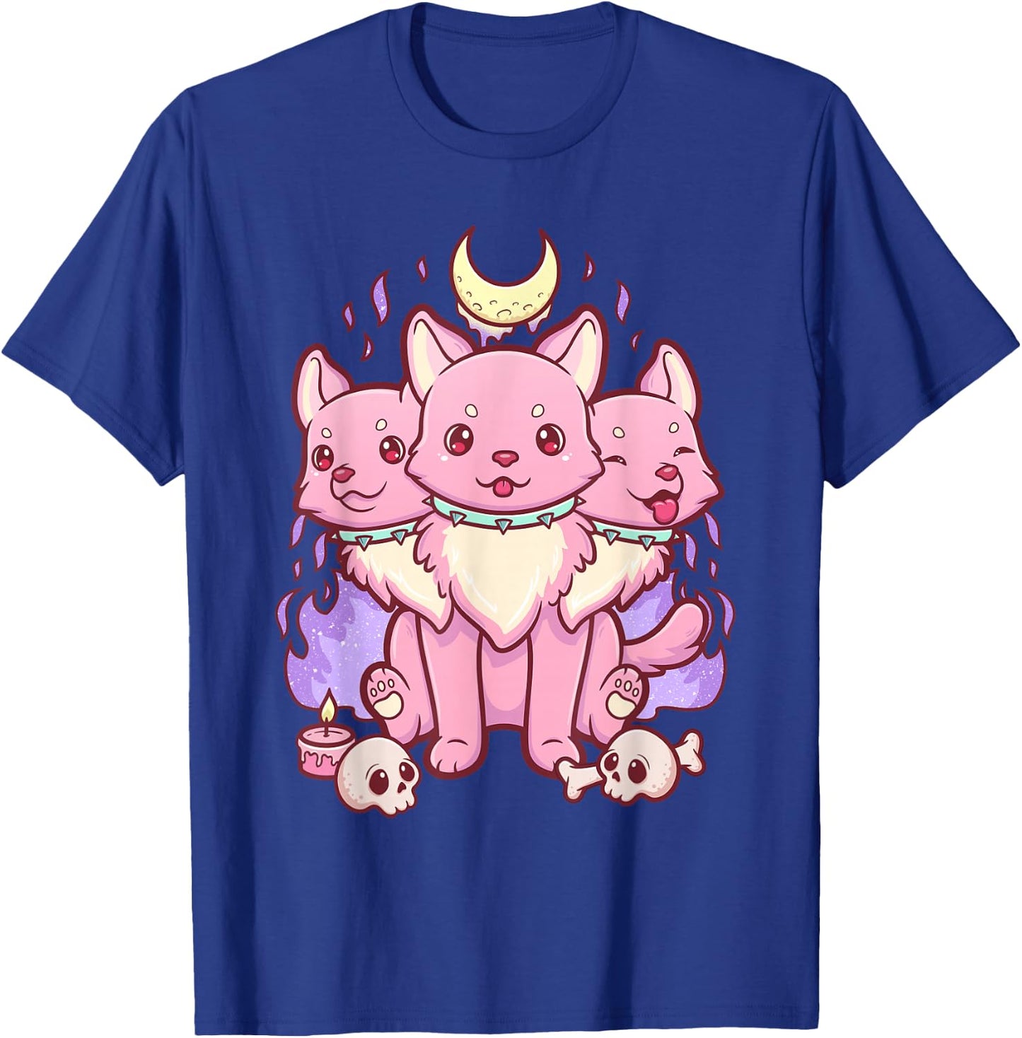 Kawaii Pastel Goth Cute Scary 3 Headed Dog T-Shirt - T-Shirt | Royal