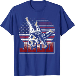 Martial Artist Gift Patriotic American Judoka USA Flag Judo Women Kids Men T-Shirt - T-Shirt | Royal