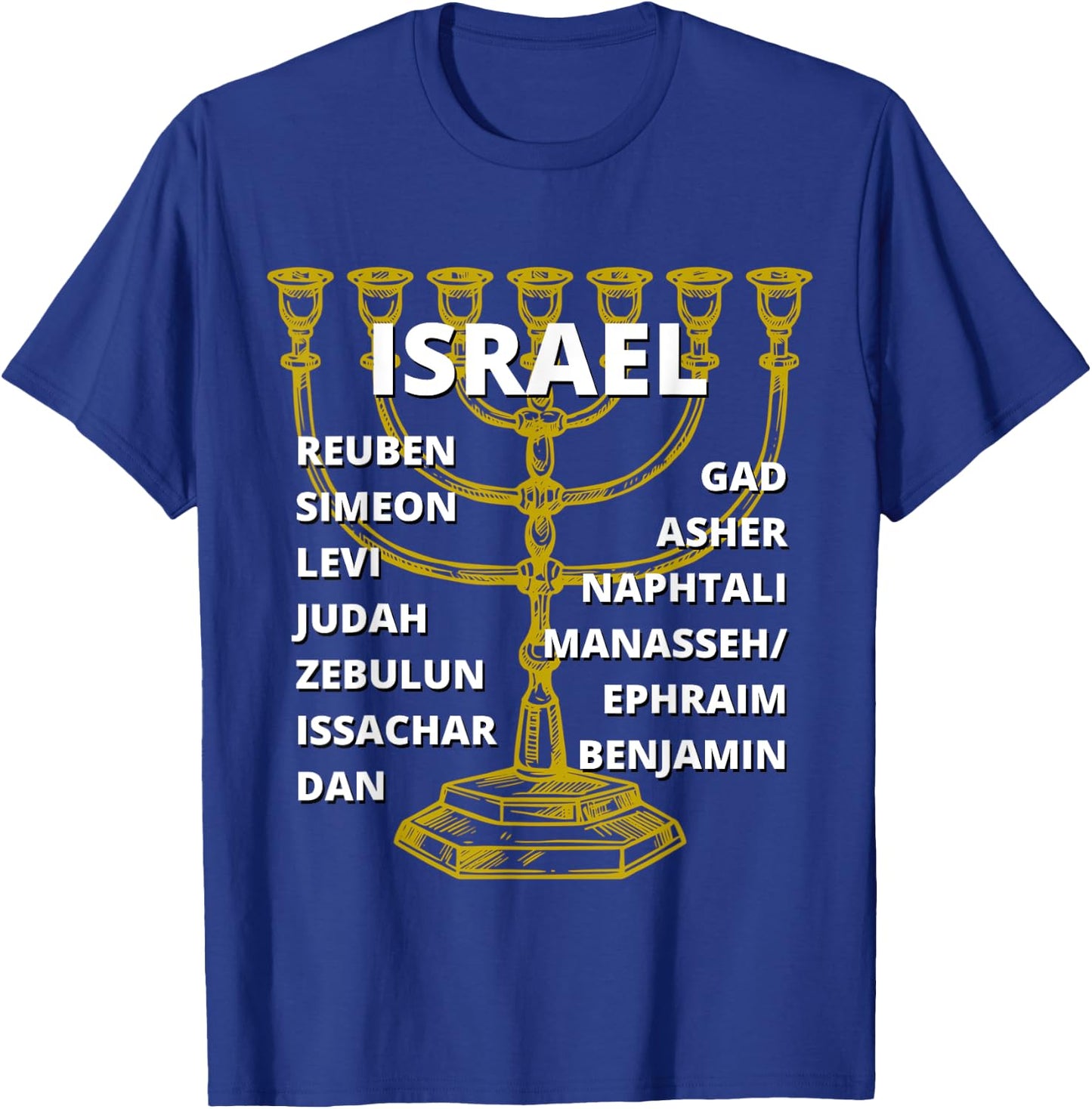 Tribes of Israel Menorah T-Shirt - T-Shirt | Royal