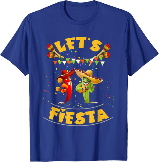 Funny Let's Fiesta Cinco De Mayo Men Women Kids Party Day T-Shirt - T-Shirt | Royal