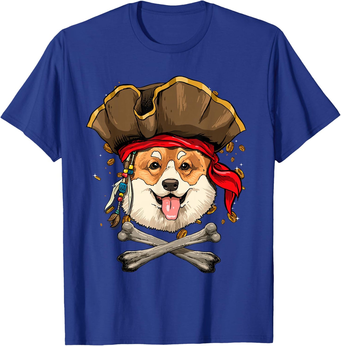 Corgi Pirate Dog Halloween Jolly Roger T-Shirt - T-Shirt | Royal