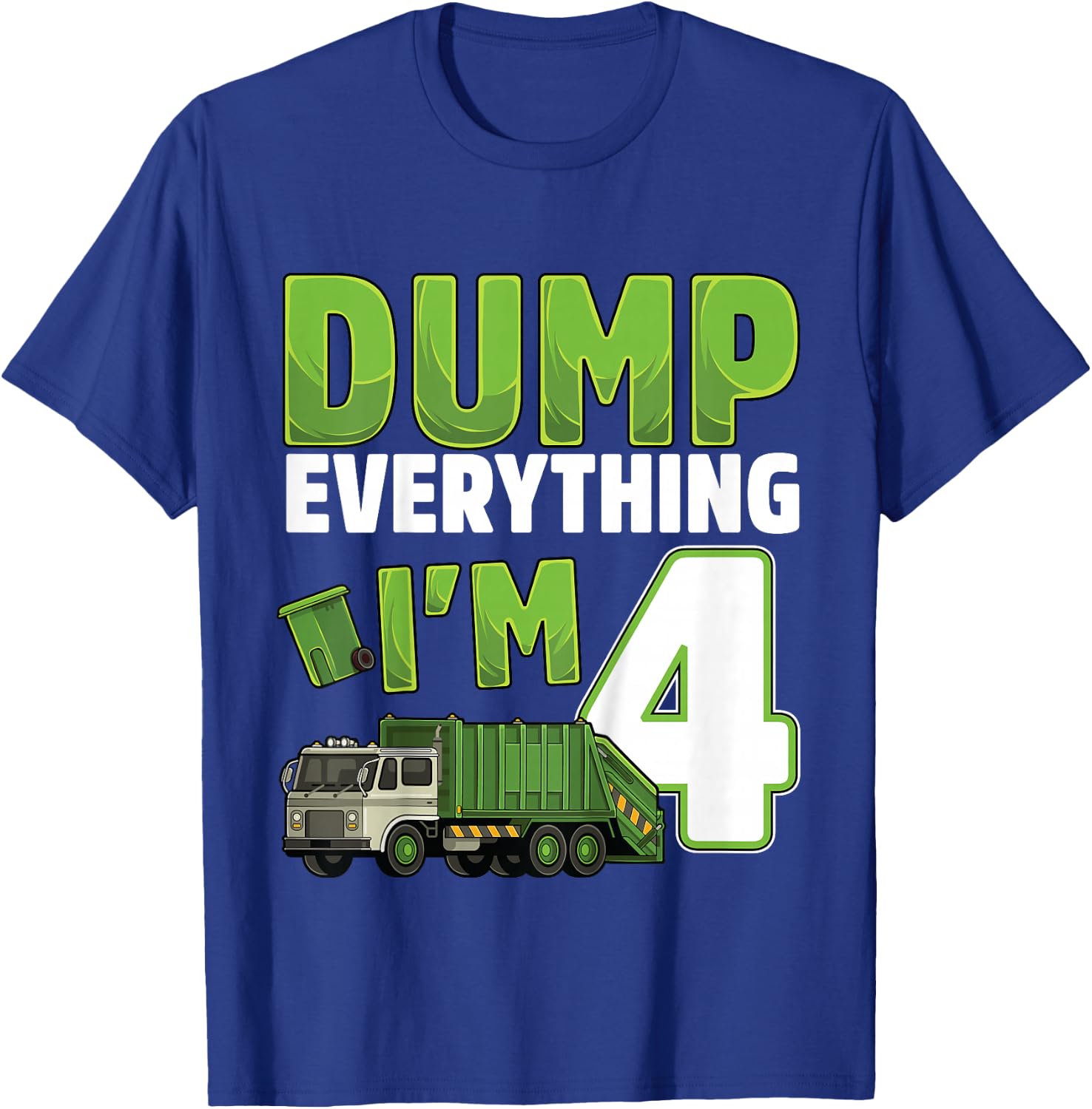 Kids Recycling Trash 4 Year Old Garbage Truck 4th Birthday Boy T-Shirt - T-Shirt | Royal