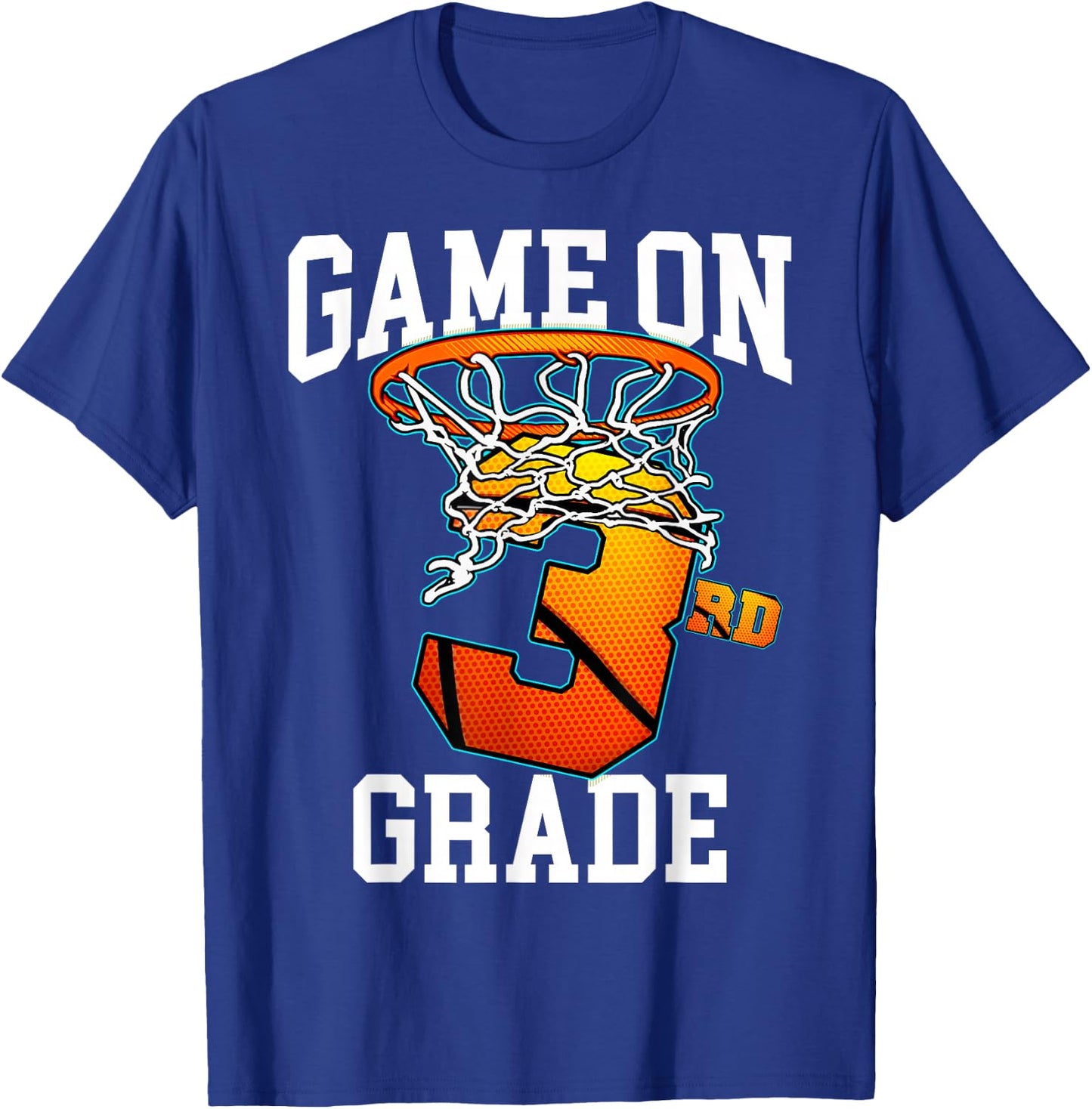Game On 3rd Grade Basketball Back to School Student Boys Kid T-Shirt - T-Shirt | Royal