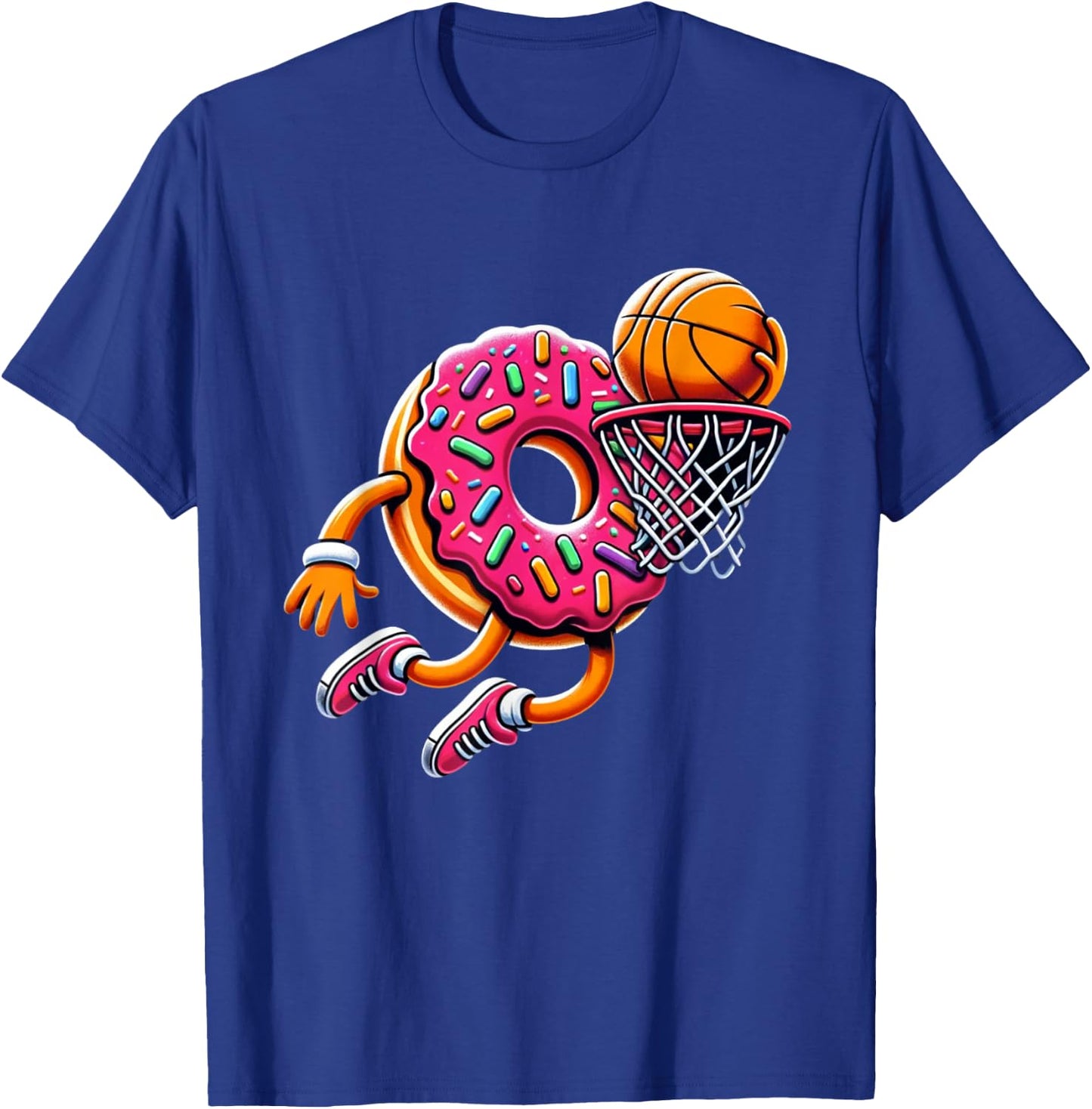 Funny Donut Dunking Basketball Food Champ Sports Donut T-Shirt - T-Shirt | Royal