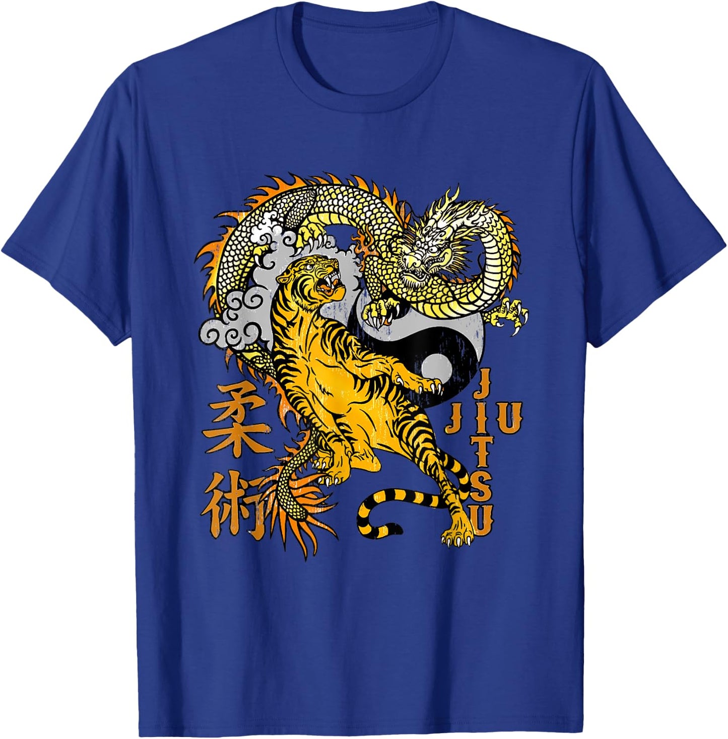 Jiu Jitsu Tiger Dragon Submission, Yin Yang BJJ MMA T-Shirt - T-Shirt | Royal