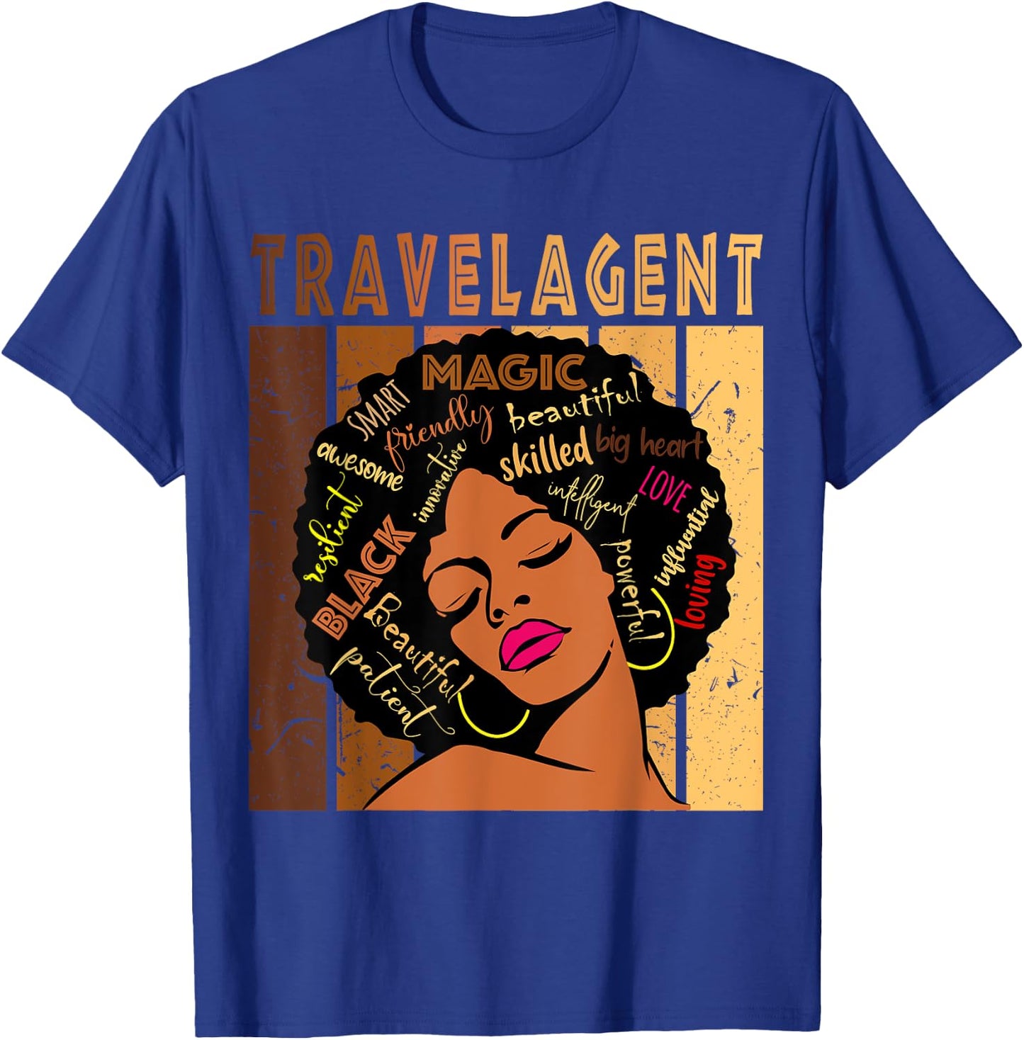 Black Travel Agent Strong Afro African American Women T-Shirt - T-Shirt | Royal
