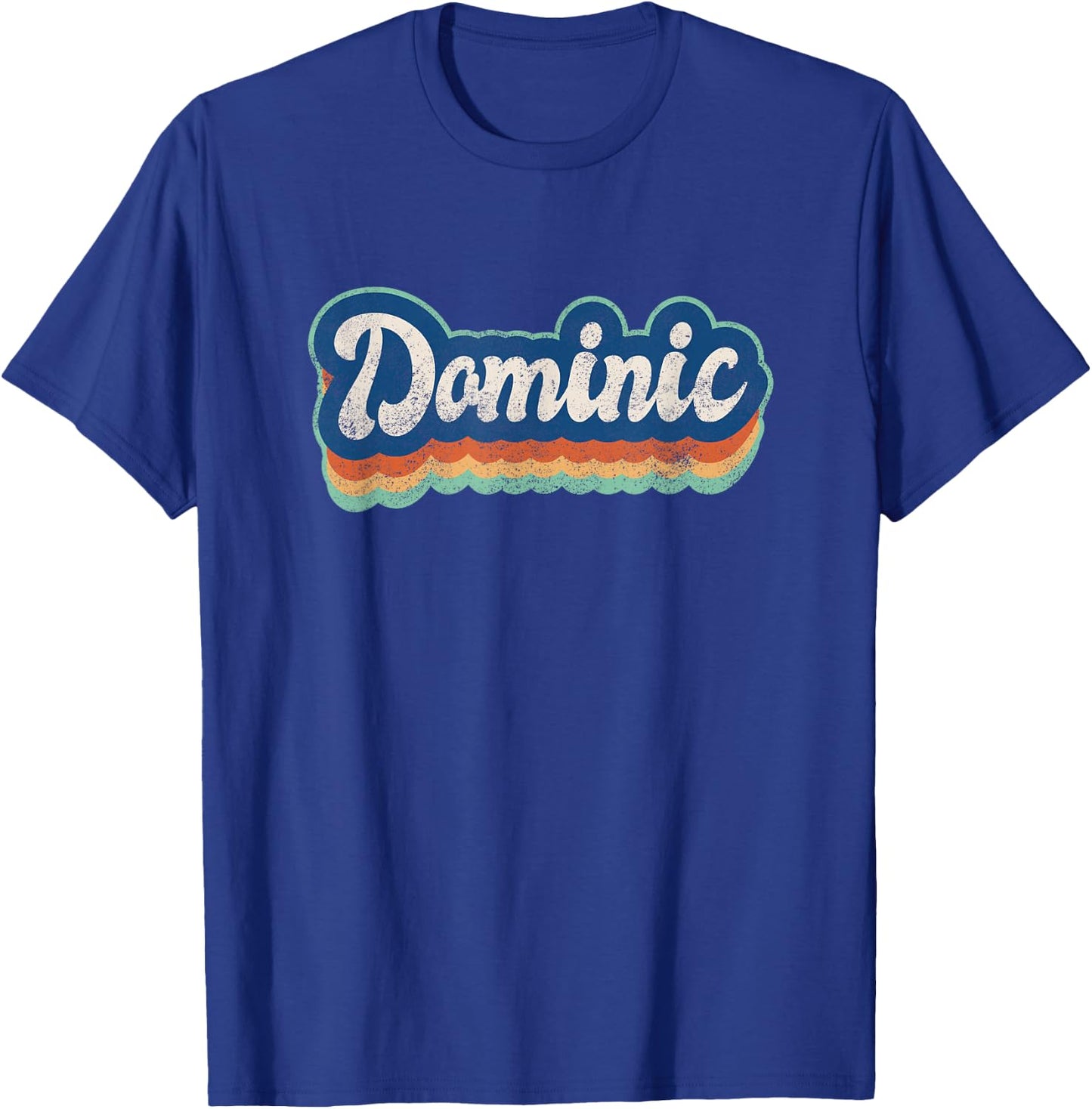 Dominic First Name Boy Vintage Style 70s 80s Personalized T-Shirt - T-Shirt | Royal