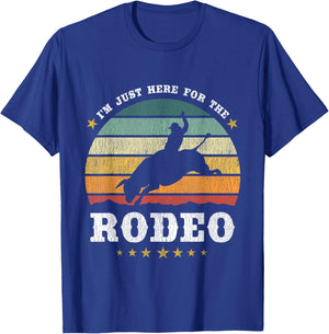 I'm Just Here For The Rodeo Western Texan Retro Design T-Shirt - T-Shirt | Royal