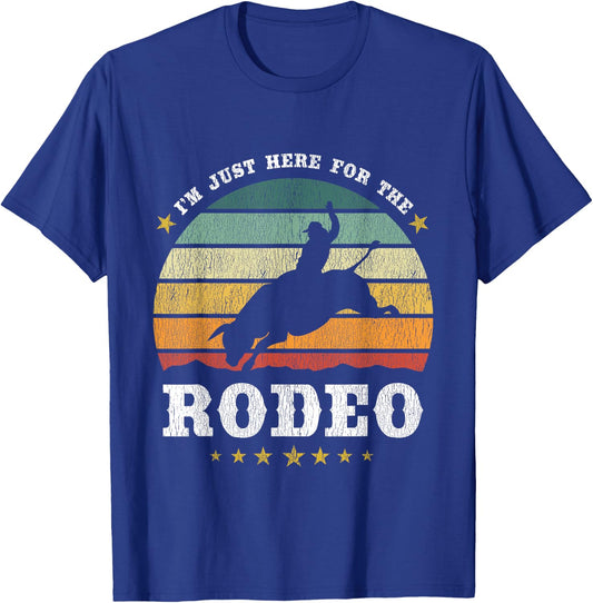 I'm Just Here For The Rodeo Western Texan Retro Design T-Shirt - T-Shirt | Royal