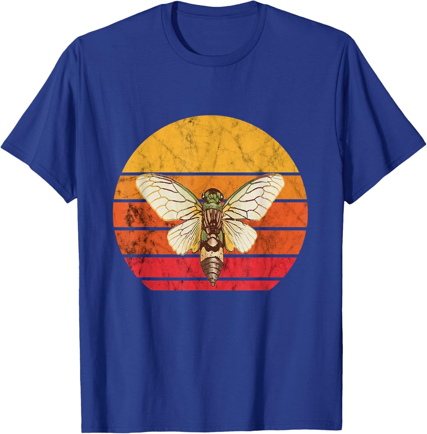 Cicada Brood Vintage Retro Sunset Magicicada Swarm Insect T-Shirt - T-Shirt | Royal