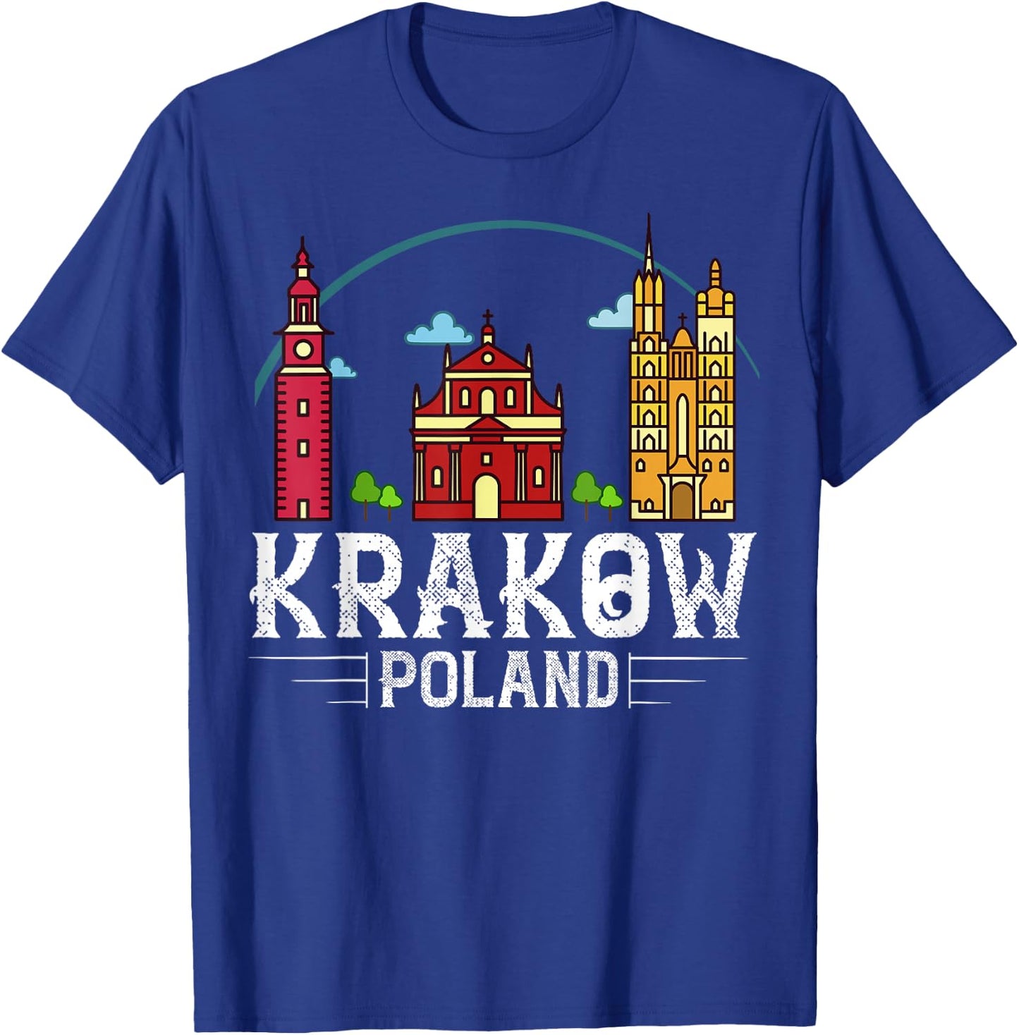 Krakow Poland City Skyline Map Travel T-Shirt - T-Shirt | Royal