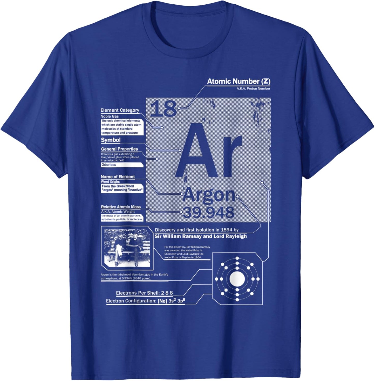 Argon (Ar) Element | Atomic Number 18 Science T-Shirt - T-Shirt | Royal