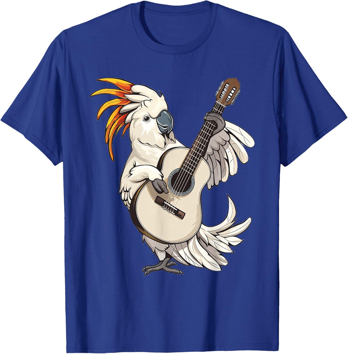 Umbrella Cockatoo Playing The Guitar T-Shirt - T-Shirt | Royal