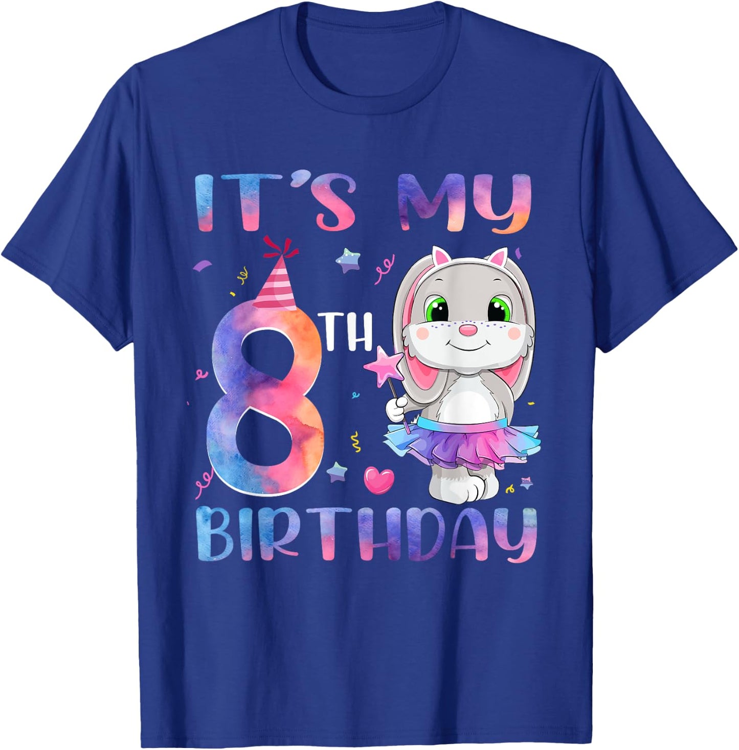 It's My 8th Birthday Bunny Rabbit 8 Years Old Boy Girl T-Shirt - T-Shirt | Royal