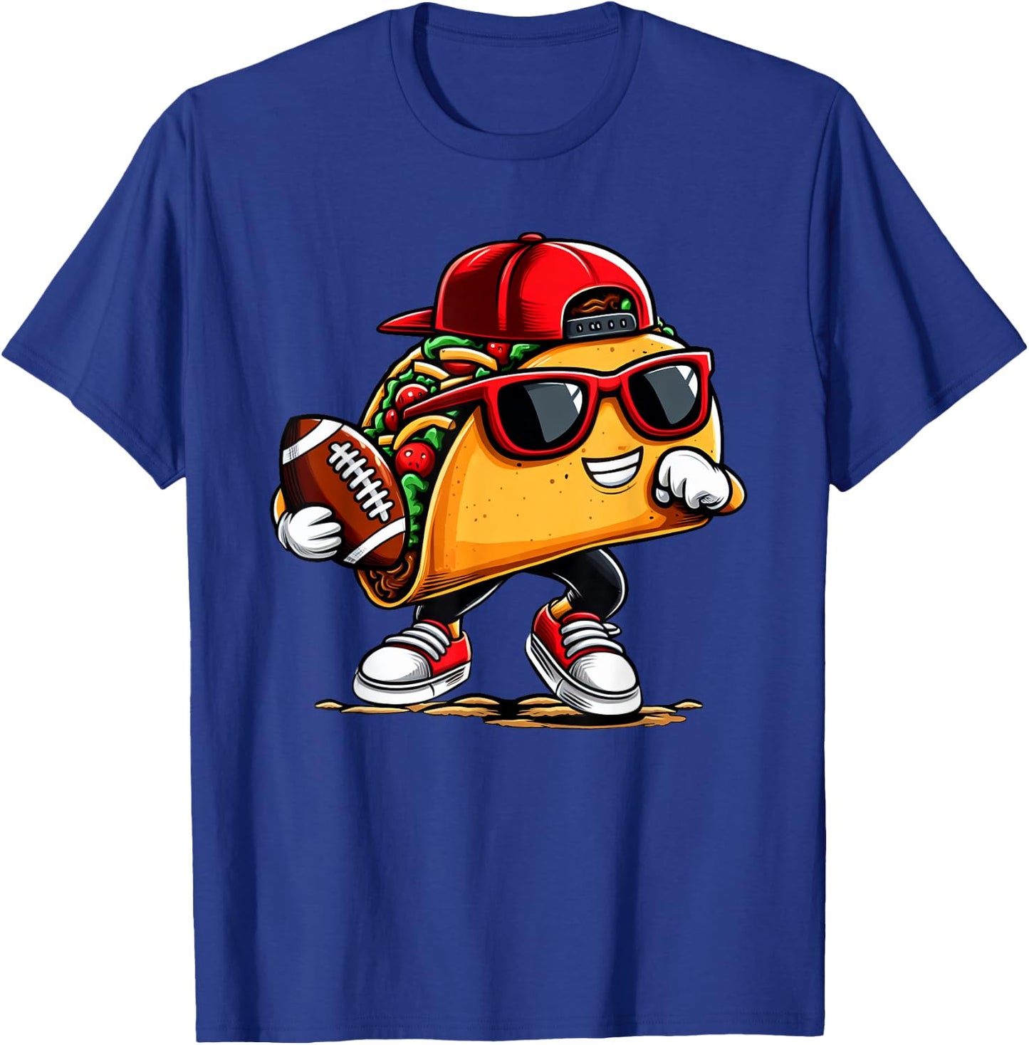 Taco Playing Football Mexican Cinco De Mayo Kids Boys Men T-Shirt - T-Shirt | Royal