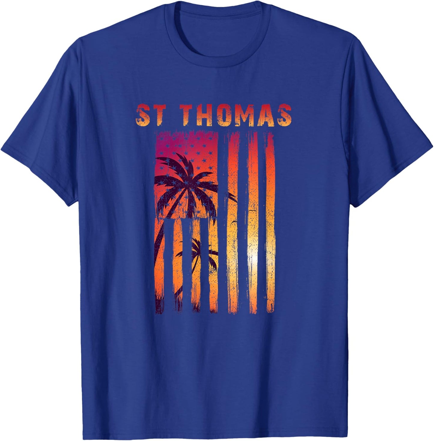 Vintage St. Thomas, US Virgin Islands Patriotic Flag Women Men T-Shirt - T-Shirt | Royal