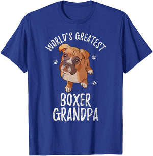 Vintage World's Greatest Boxer Grandpa Funny Puppy Pet Lover T-Shirt - T-Shirt | Royal