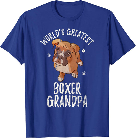 Vintage World's Greatest Boxer Grandpa Funny Puppy Pet Lover T-Shirt - T-Shirt | Royal
